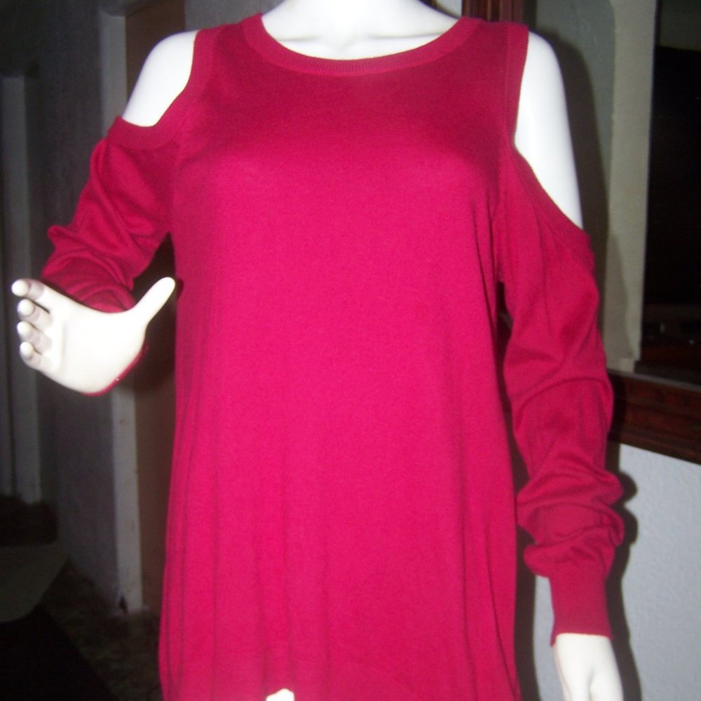 Michael Kors Red Sweater Cold Shoulder Size XL